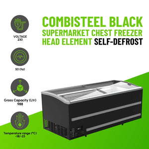 Combisteel Black Supermarket Chest Freezer Head Element Self-Defrost
