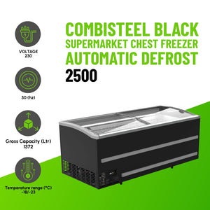 Combisteel Black Supermarket Chest Freezer 2500 Automatic Defrost