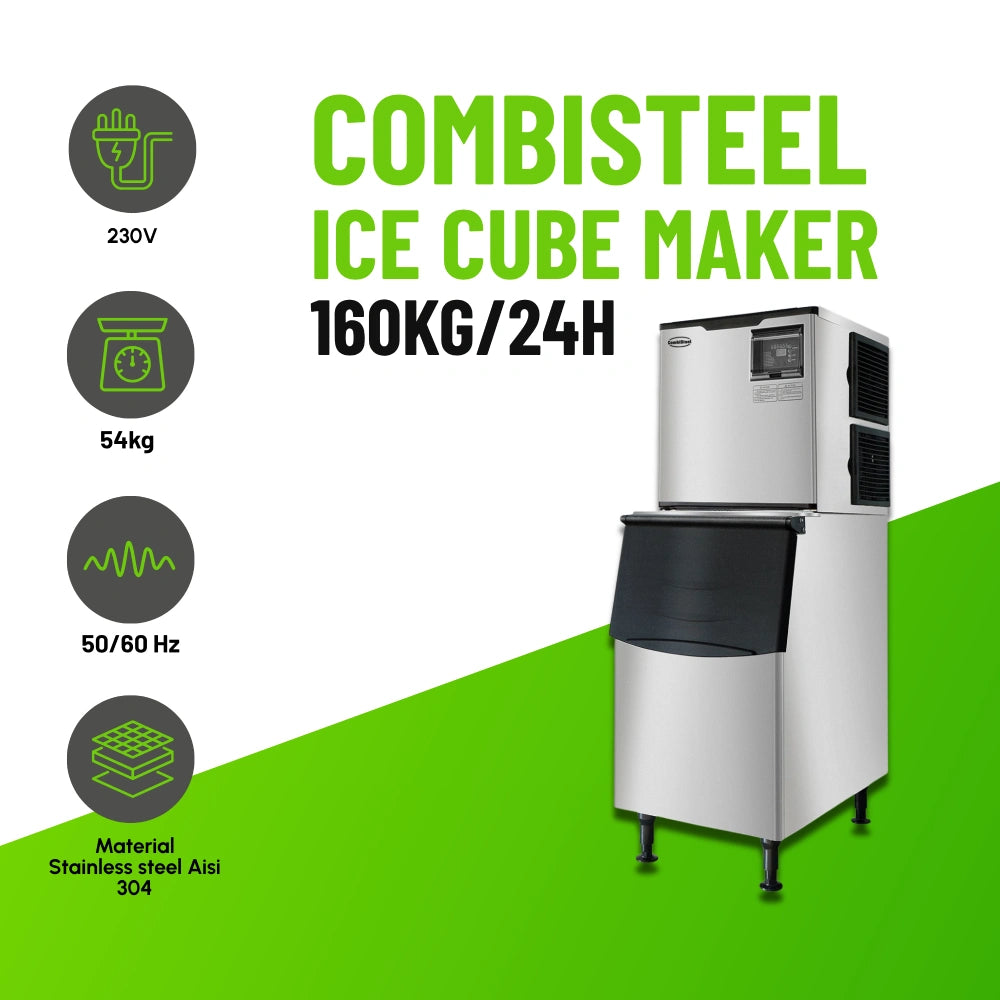 Stainless Steel Ice Cube Maker 160kg/24h