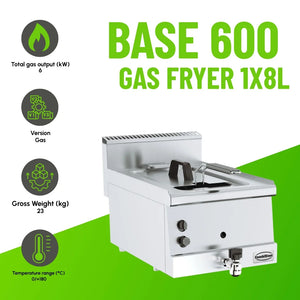 BASE 600 Countertop Gas Fryer 8L Single Tank