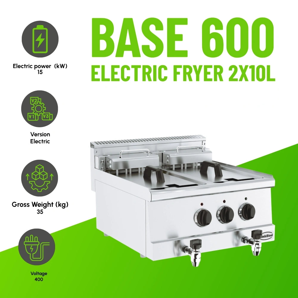 BASE 600 Twin Electric Fryer 2x10L