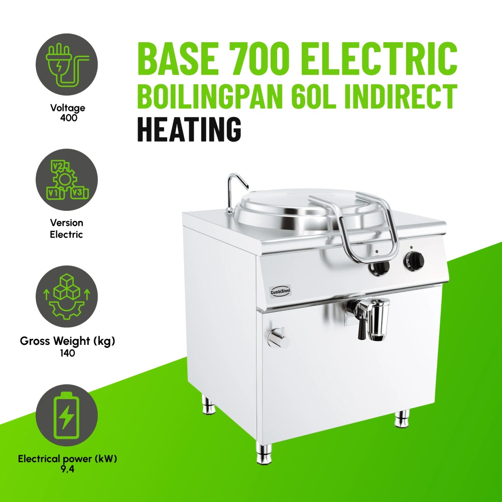 Base 700 Electric Boiling Pan 60L Indirect Heat