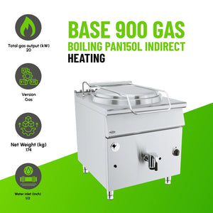 Base 900 Gas Boiling Pan 150L Indirect Heat