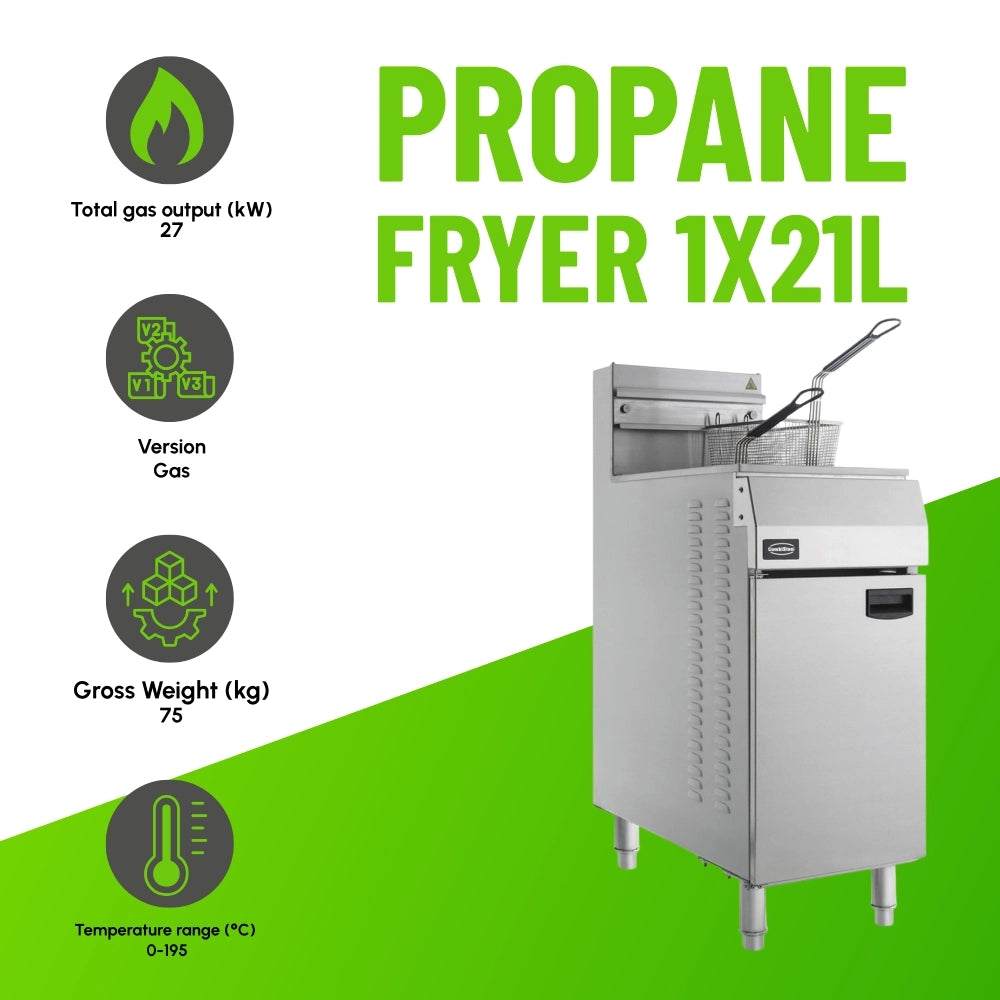 Propane Fryer 21L, 27kW Gas Power