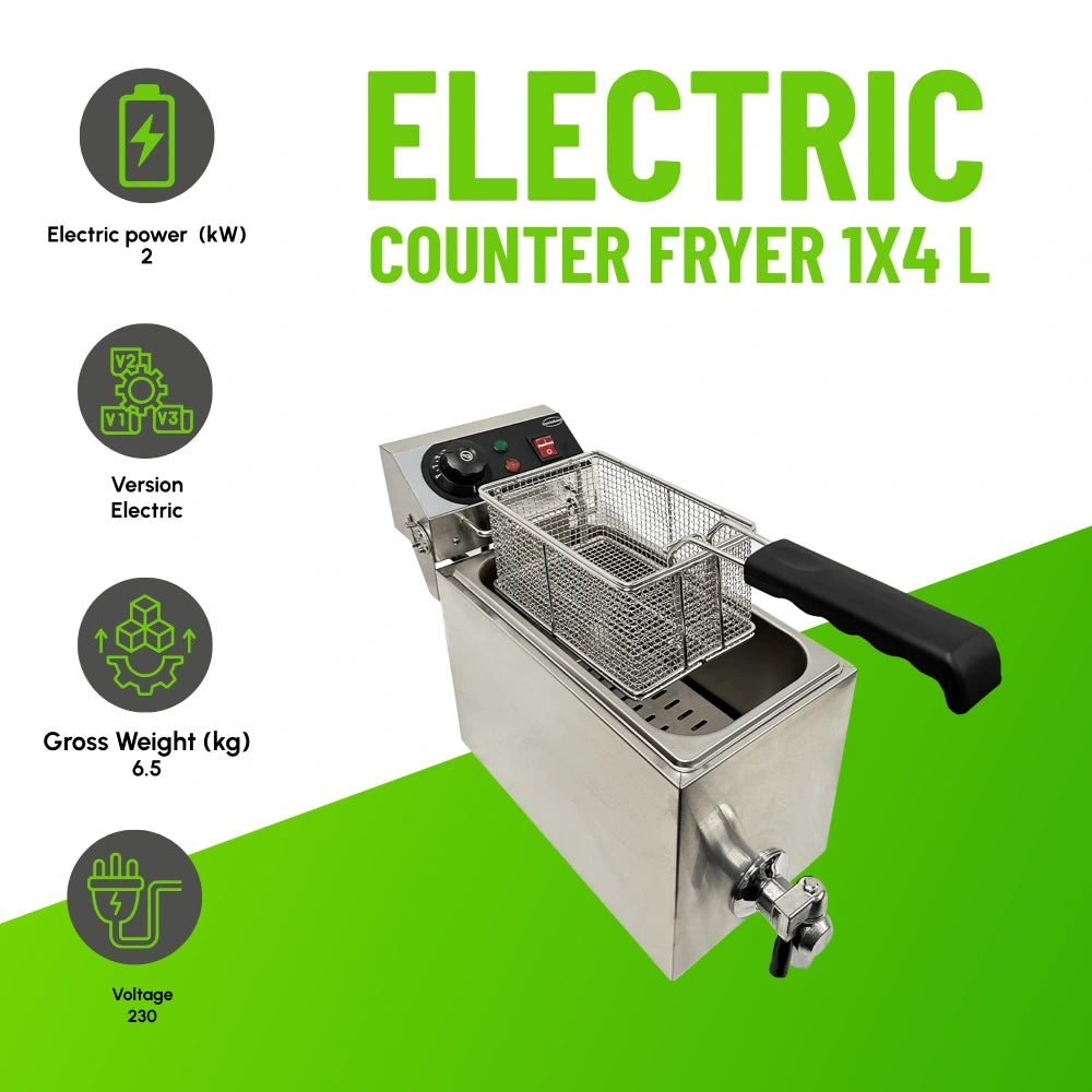 Electric Counter Fryer 1x4L Single Tank