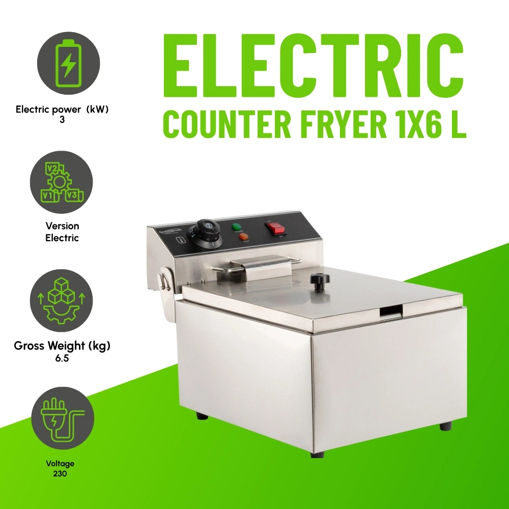 Electric Counter Fryer 1x6L 3kW