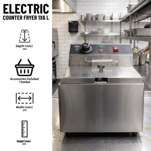 Electric Counter Fryer 1x6L 3kW