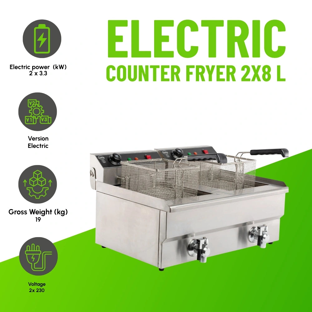 Electric Counter Fryer 2x8L Twin Tank