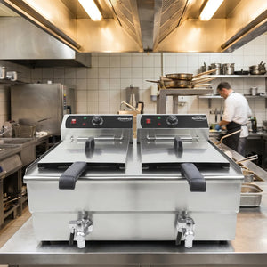 Electric Counter Fryer 2x10L Two Tanks