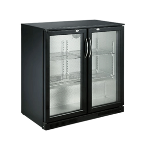 Black 2 Hinged Door Back Bar Cooler 198L