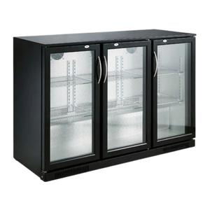 Black 3 Hinged Door Back Bar Cooler 298L