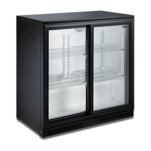 Black 2 Sliding Door Back Bar Cooler 198L
