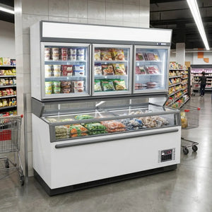 White 3-Door Wall-Mounted Display Freezer