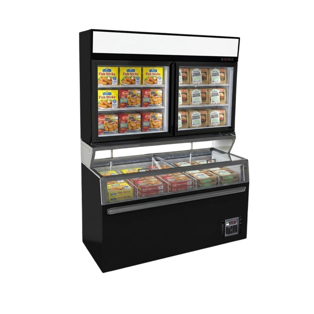 Black 2-Door Wall-Mounted Display Freezer