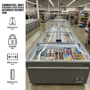 Grey Supermarket Chest Freezer 2500 Automatic Defrost