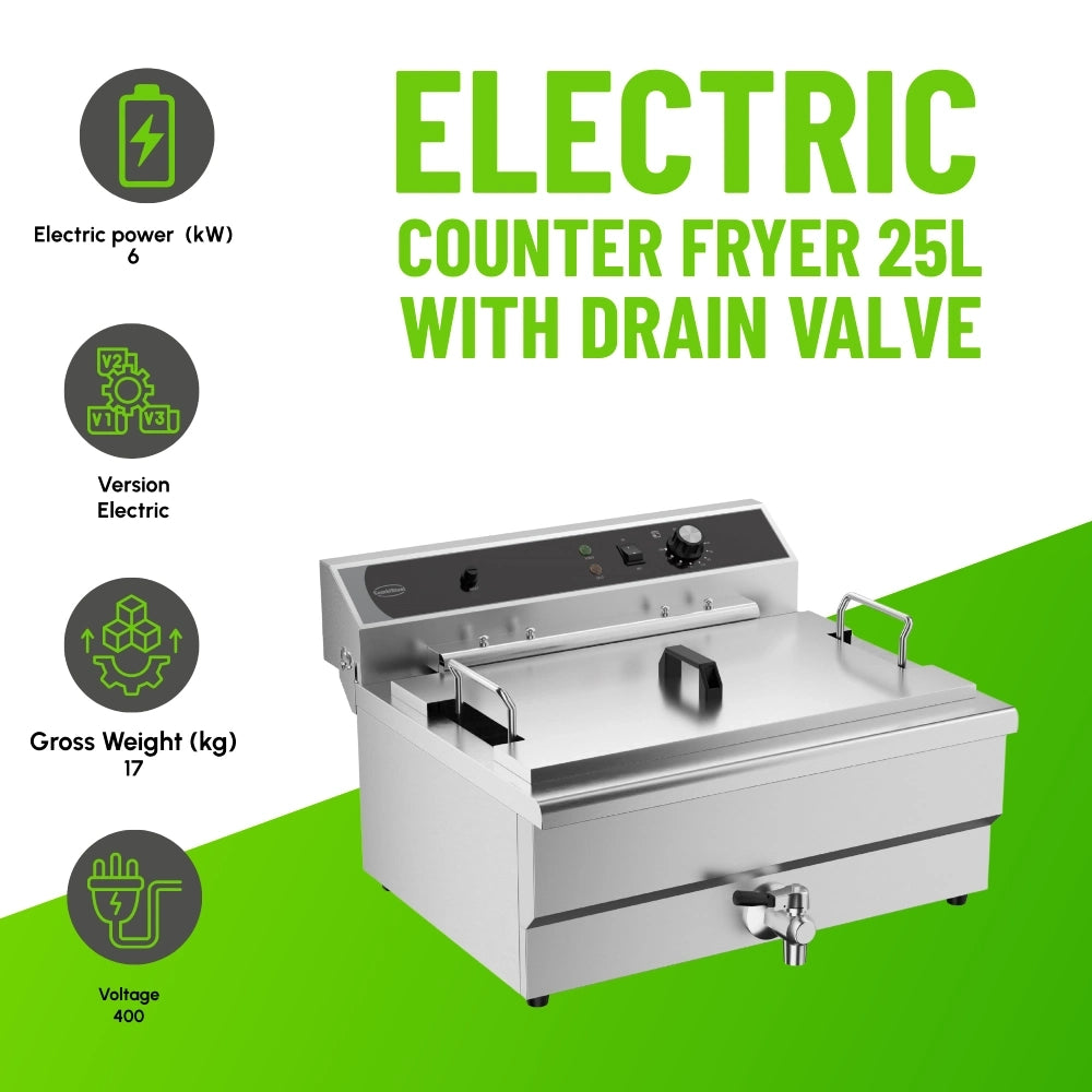 Electric Counter Fryer 25l With Drain Valve
