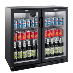 Black 2 Hinged Door Back Bar Cooler 208L