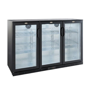 Black 3 Hinged Door Back Bar Cooler 330L