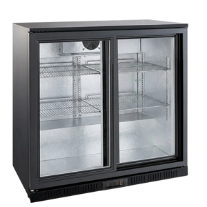 Black 2 Sliding Door Back Bar Cooler 208L