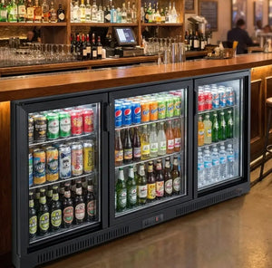 Black 3 Sliding Door Back Bar Cooler 330L