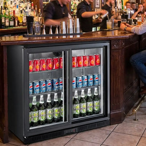 Black 2 Sliding Door Back Bar Cooler 850mm