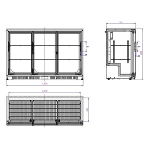 Black 3 Sliding Doors Back Bar Cooler 1350mm