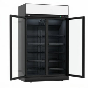 Black 2-Door Display Freezer INS-1000F Bl