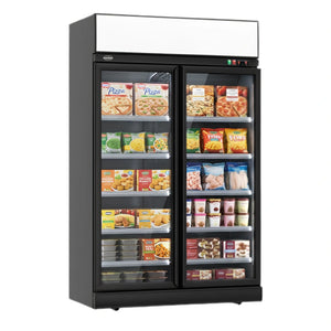 Black 2-Door Display Freezer INS-1000F Bl