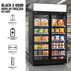 Black 2-Door Display Freezer INS-1000F Bl