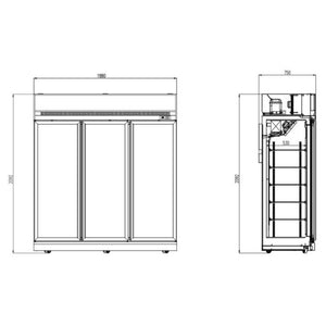 White 3-Door Display Freezer INS-1530F