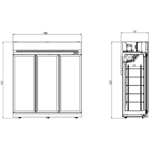 Black 3-Door Display Freezer INS-1530F