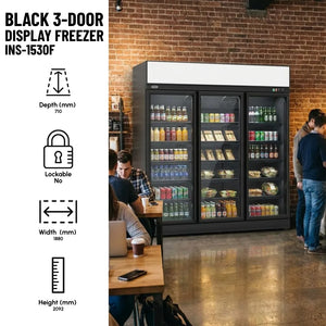 Black 3-Door Display Freezer INS-1530F