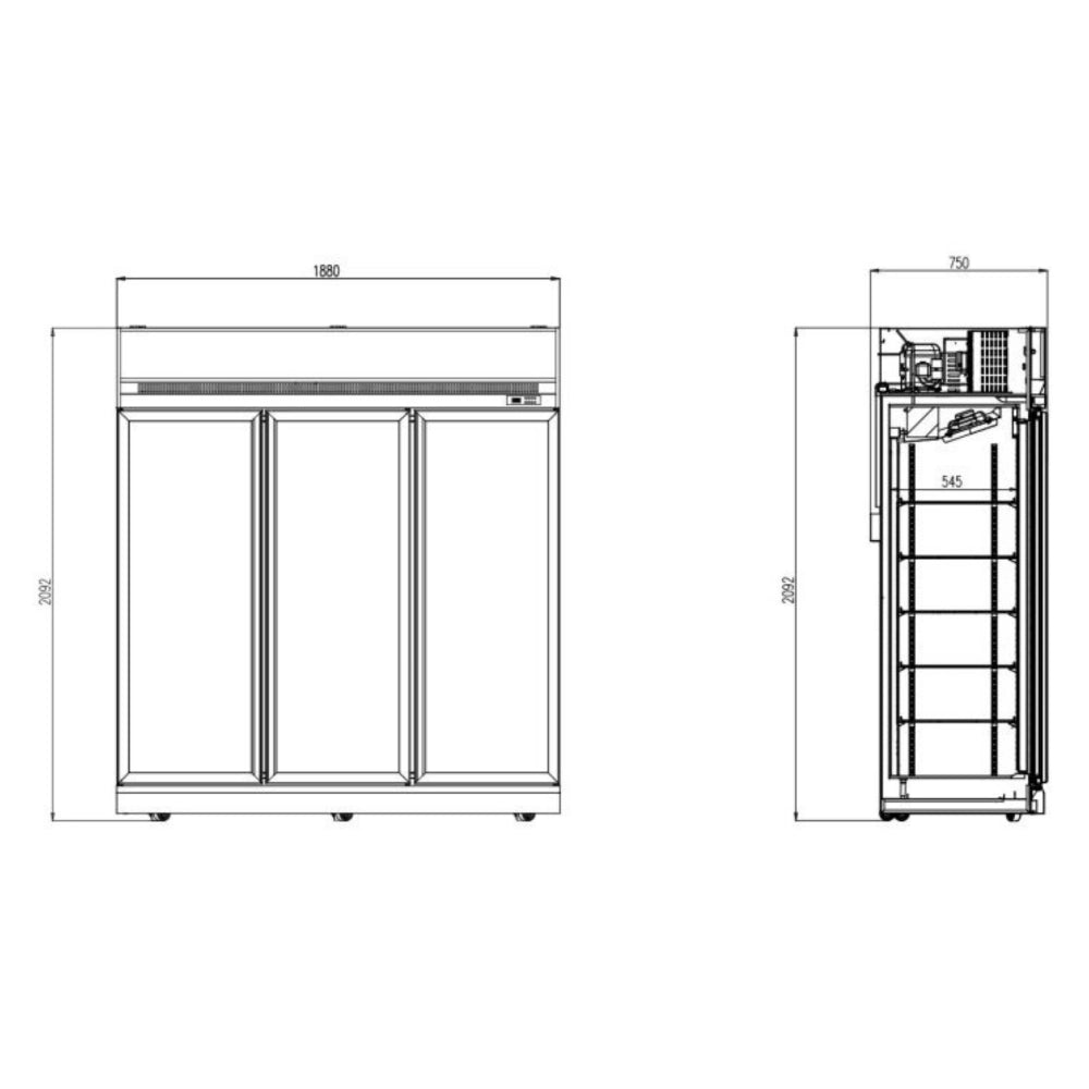 Black 3-Door Display Fridge INS-1530R