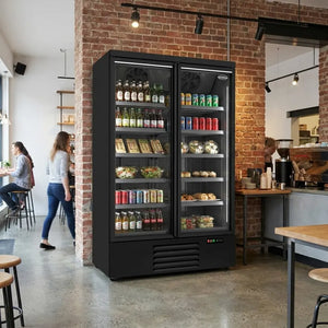 Black 2-Door Display Freezer JDE-1000F Bl