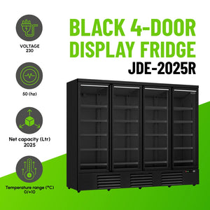 Black 4-Door Display Fridge JDE-2025R Bl