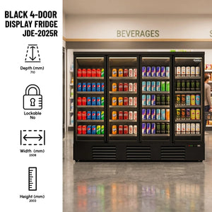 Black 4-Door Display Fridge JDE-2025R Bl