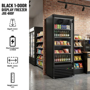 Black 1-Door Display Freezer JDE-600F Bl