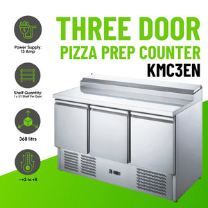 3-Door Pizza Prep Counter Chiller