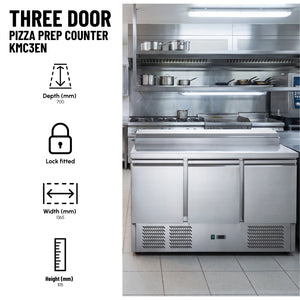 3-Door Pizza Prep Counter Chiller