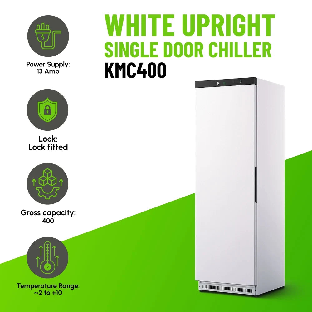 KMC400 Single Door White Upright Chiller