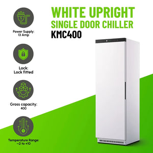KMC400 Single Door White Upright Chiller
