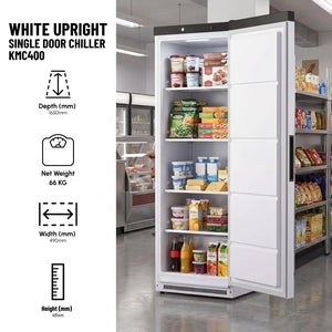 KMC400 Single Door White Upright Chiller
