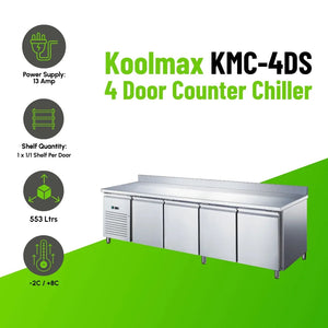 KMC4DS Four Door Prep-Counter Chiller