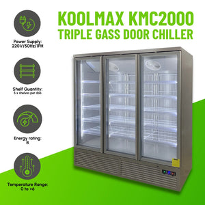 Koolmax KMC2000G Grey 3 Glass Door Upright Chiller