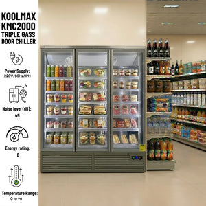 Koolmax KMC2000G Grey 3 Glass Door Upright Chiller