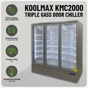 Koolmax KMC2000G Grey 3 Glass Door Upright Chiller