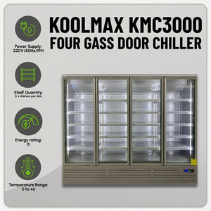 Koolmax KMC3000G Grey 4 Glass Door Upright Chiller