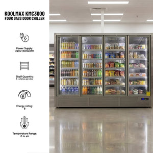 Koolmax KMC3000G Grey 4 Glass Door Upright Chiller