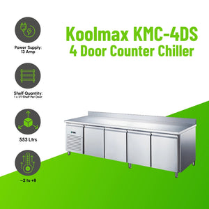 Koolmax KMC4DS Four Door Prep-Counter Chiller