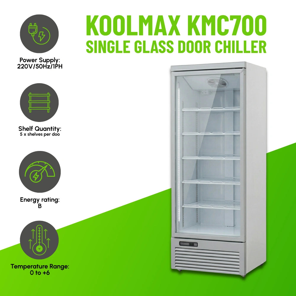 Koolmax KMC700G Grey Single Glass Door Upright Chiller